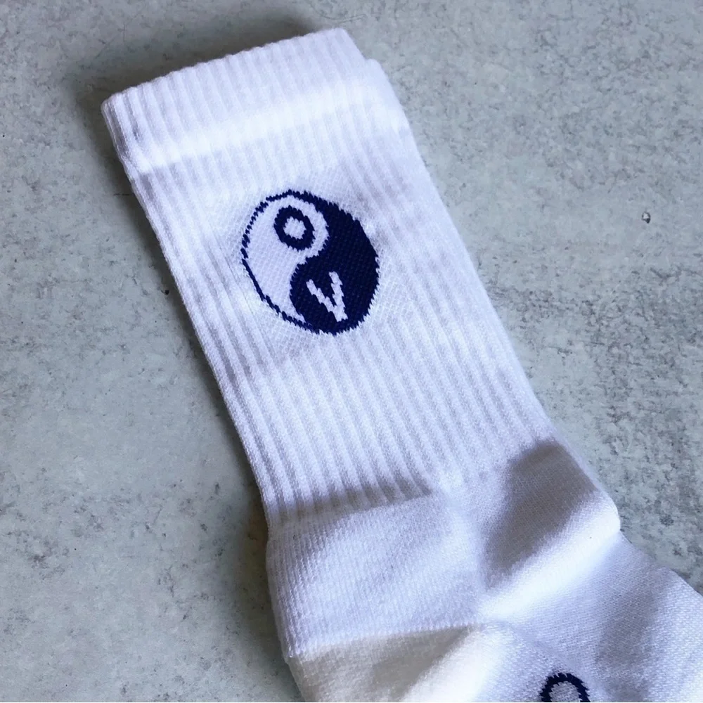 Outdoor Voices Crew Sock White Blue Single Unisex